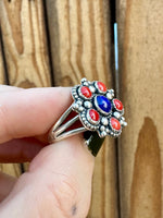 Lapis and Coral Ring Size 8