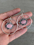 Pink Opal Flower Hoops