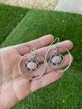 Pink Opal Flower Hoops