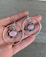 Pink Opal Flower Hoops