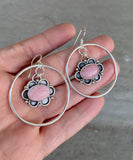 Pink Opal Flower Hoops